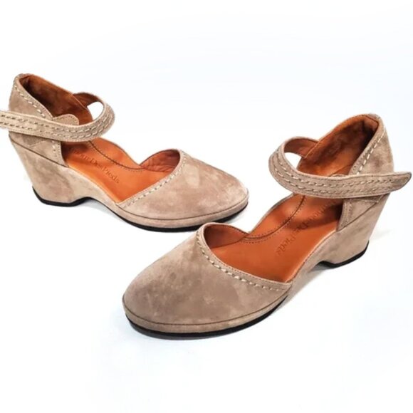 L'Amour Des Pieds Orva Wedge Mary Jane 7.5 Taupe Tan Suede - Picture 4 of 7
